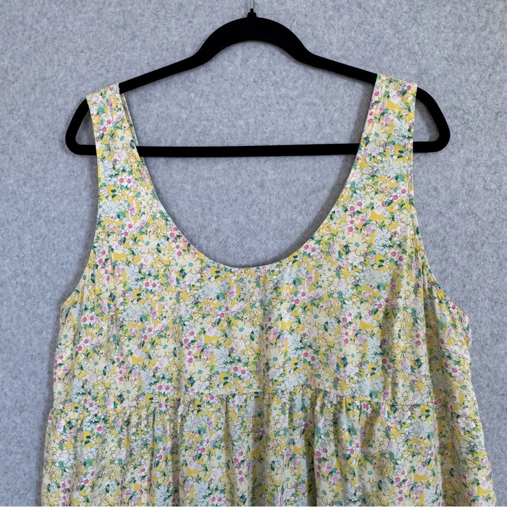 Torrid Yellow Floral Dress Womens 1 1X 14-16 Mini Challis Tiered Sleeveless Tank - Picture 3 of 14